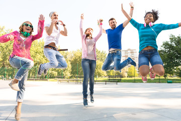 Young people having fun at the skatepark