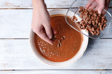 Preparing dough, mixing ingredients