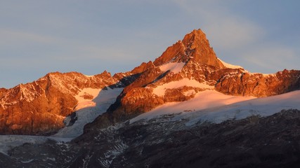 Zinalrothorn at sunrise, morning scene in Zermatt