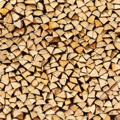 stack birch firewood in Russia