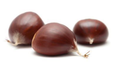 Obraz premium sweet chestnuts isolated on white