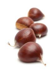 Obraz premium sweet chestnuts isolated on white