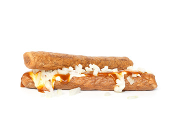 Two frikandellen speciaal, a Dutch fast food snack