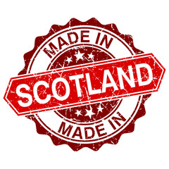 made in Scotland red stamp isolated on white background