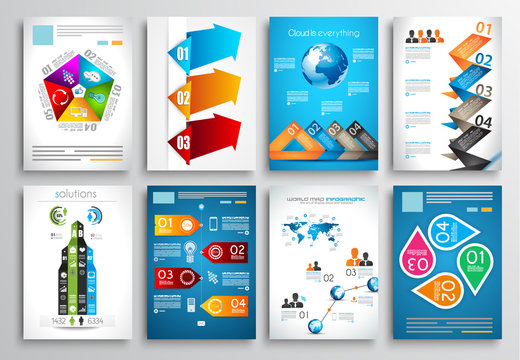 Set of Infographics,  Flyer and Brochure Designs,
