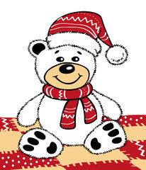 Teddy bear in a Christmas hat