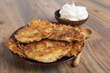 potato pancakes with sour cream