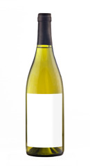 White wine bottle isolated with blank label.