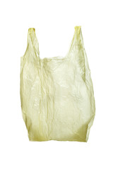 Yellow plastic bag isolated on white