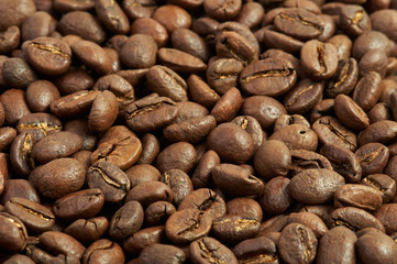 Coffee beans background close up