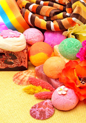 Spa tools & accessories, bath towels, natural soap, bath bombs,