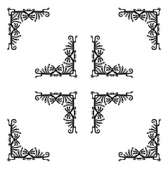 Black corners elements with dragons, vector