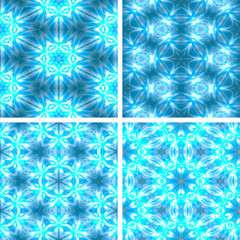 set of blue glowing abstrack seamless background