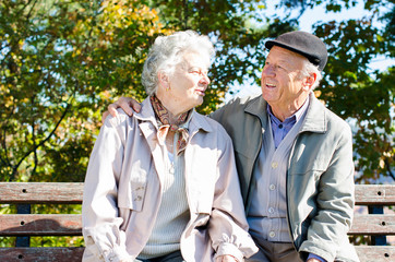Beautiful senior couple in the park 