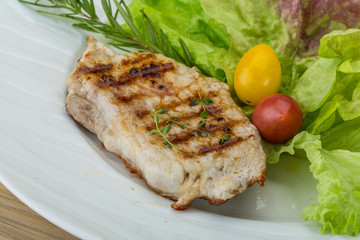 Grilled pork schnitzel