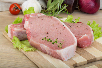 Raw pork steak