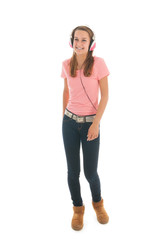 Teen girl with head phones