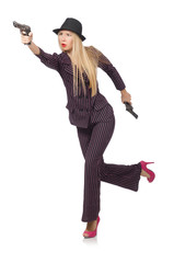 Woman gangster with gun in vintage concept