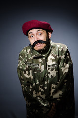 Fototapeta premium Funny soldier in military concept
