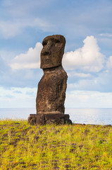 Lone moai in the Easter island (Chile)