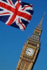 Fototapeta na wymiar Londra bandiera e Big Ben