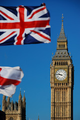 Obraz na płótnie Canvas Londra bandiera e Big Ben