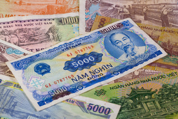 Different Vietnam dong banknotes
