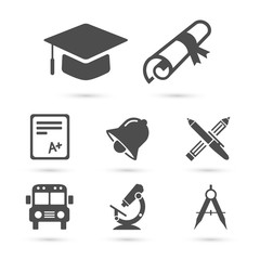 Education school Icons on white. Vector elements