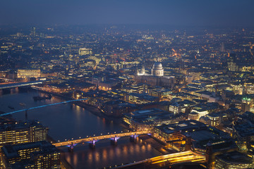 Fototapeta na wymiar Top view Millennium bridge and St. Paul's cathedral, London Engl