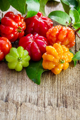 Tropical fruit also called Pitanga, Brazilian Cherry, Suriname C