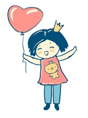 happy little girl illustration