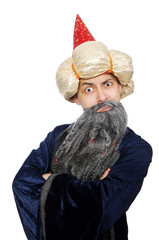 Funny wise wizard isolated on the white