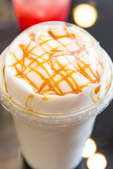 Ice Caffe latte coffee with whipped cream