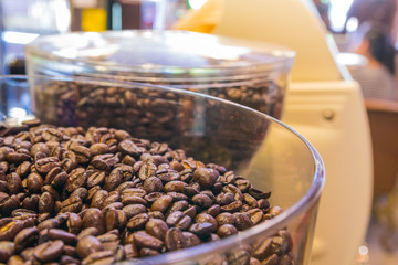 Coffee beans in coffee machine