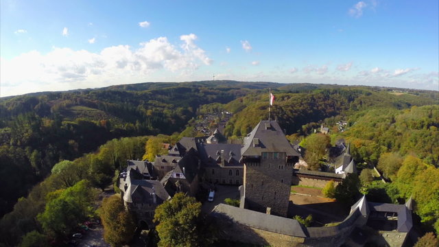 Burg Castle in Solingen, Germany aerial shot reconstructed  fort