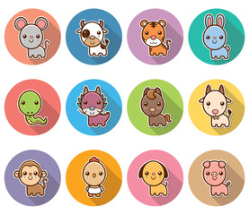 Obraz premium Vector illustration of Chinese Zodiac animal cartoon