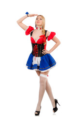 Woman waitress in oktoberfest concept