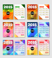 Set of 2015 calendar template brochure geometric design. Modern