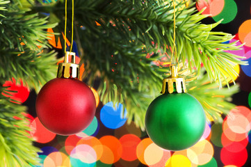 Christmas decoration on the fir tree