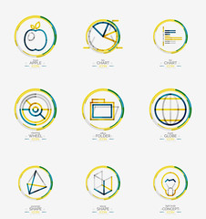 Minimal thin line design web icon set