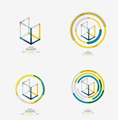 Minimal line design logo, business icon, block