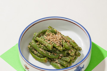 日本のお惣菜・三度豆の胡麻和え