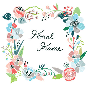 Fototapeta Floral frame. Vector background
