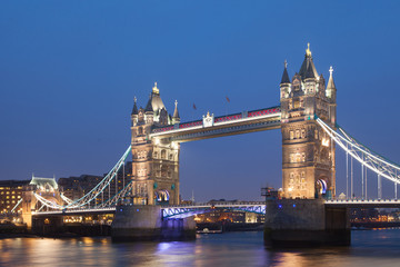 Fototapeta na wymiar Tower Bridge at night twilight London, England, UK..