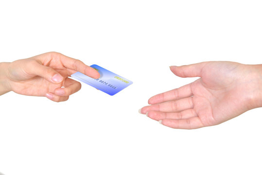 Closeup hand over a credit card