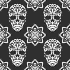 Black and Gray Skull Pattern