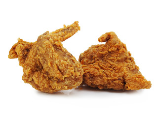fried chicken on white background