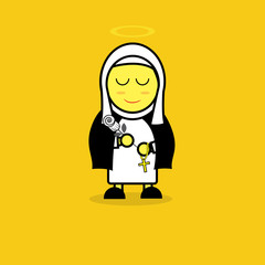 Woman in St. Catherine of Siena suit for All Saints Day.