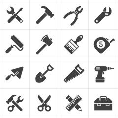 Working Tool and instrument icons white. Vector