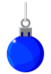 Blue Christmas Ball on white background